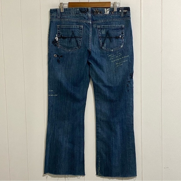 Vintage American Exchange boho embellished kick crop jeans size 32 - Picture 3 of 16